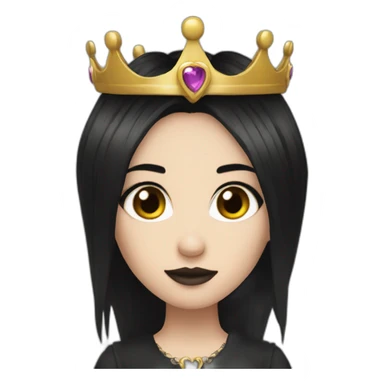 goth princess with crown black hair brown eyes  sticker