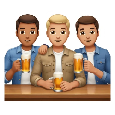 Man with two male friends drinking beer at the bar sticker