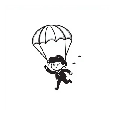 Parachuting toy sticker