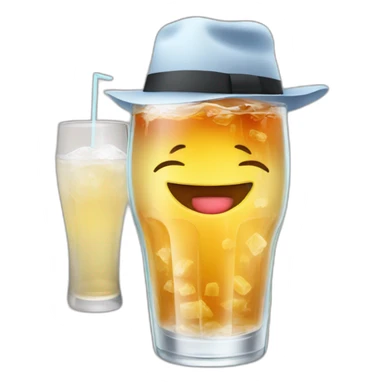 glass of soda with hat sticker