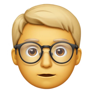 a focused face with glasses, emoji style sticker