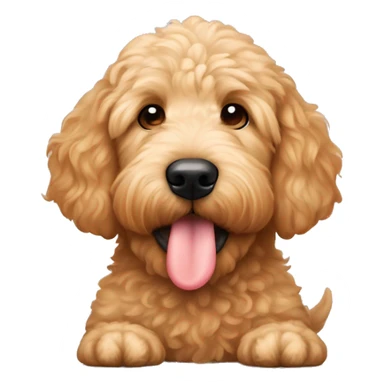 cute golden doodle laying down with tounge on there nose sticker