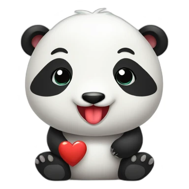 Cute panda with big heart sticker