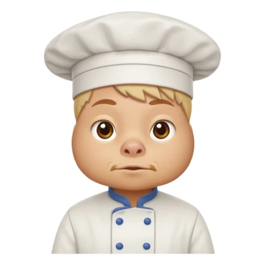 Gallina con ropa de chef con una cara de conflicto de aprovacion y demostracion sticker