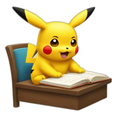 pikachu writing a novel sticker