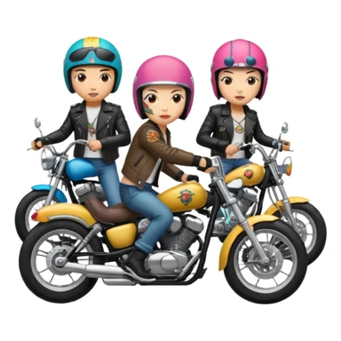 Japanese biker gang members riding motorcycles sticker