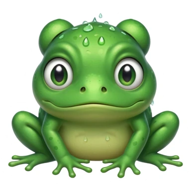  قورباغه ای که‌ ناراحته و دستش رو سرشه و اشکش در اومده و گوگولی ایستاده sticker