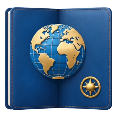 passport with globe symbol sticker