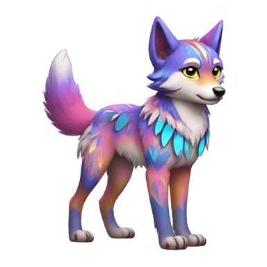 Colorful Shiny Fionbri-Falvie-sparkle-wolf-sona with tribal markings full body sticker