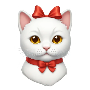white cat with red bow sticker