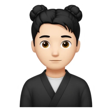 man with black hair tied in a bun sticker