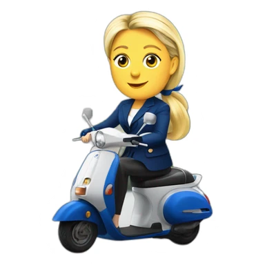 Marine le Pen sur un scooter sticker
