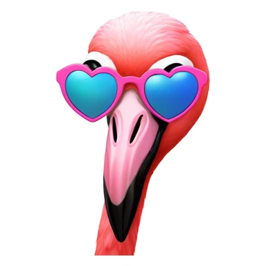 Flamingo with heart sunglasses sticker