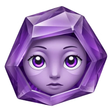 Single gemstone amethyst character rock, with carved facets with eyes beautiful sticker