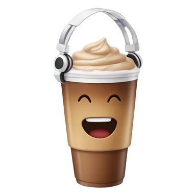 iced coffee cup with headphones sticker