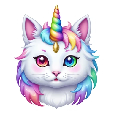 Cute unicorn cat with rainbow horn and sparkly eyes sticker