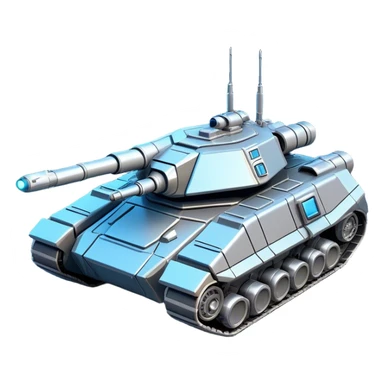 Clash of Clans aesthetic: Cinematic heroic Space Tank Emoji, rendered in a 3D vector-style similar to standard emojis with minimal shading and bold, simplified shapes. A robust, isometric armored vehicle with sleek futuristic plating and energy cannons, softly glowing with a high-tech cosmic combat charm. Simplified yet unmistakably iconic, highly detailed and consistent, glowing with a soft radiant shine and high gloss. Stylized with a touch of intergalactic warfare and a soft glowing outline, capturing the essence of a futuristic battle machine with a friendly, playful spirit! sticker