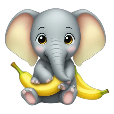 the cute baby elephant eats a banana sticker