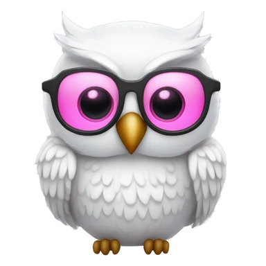 White owl with pink eyes and glasses sticker