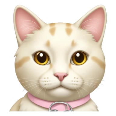 cream cat with light pink collar sitting sticker