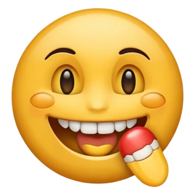 Emoji padrão preto com aparelho dentário com os dentes a mostra bem amarelo sticker