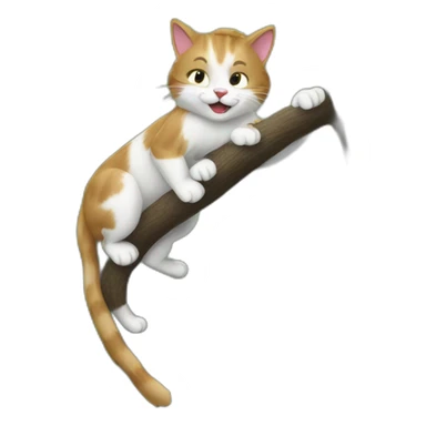 cat climbing steep tree after squirrel sticker