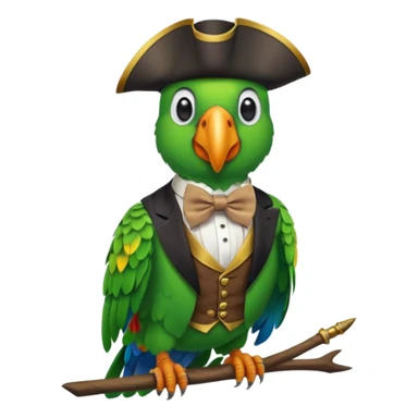 Pirate parrot wearing bow tie sticker