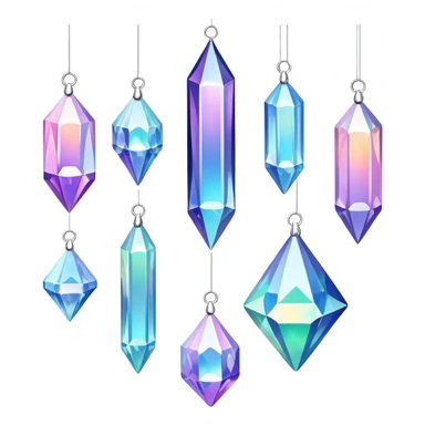 Iridescent big giant glistening glossy sparkly shiny glittery hanging crystals decorations sticker