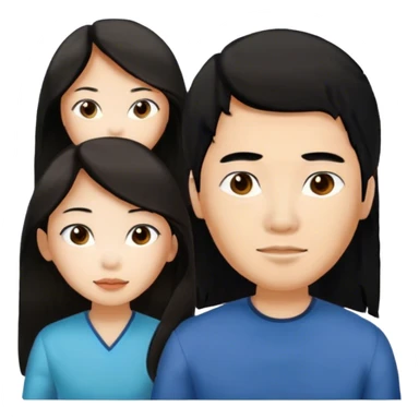 Long hair brunette Asian girl and black hair asian male couple sticker