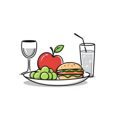 A healthy meal with a glass of water sticker