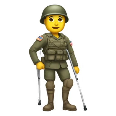 a soldier with bad legs on crutches sticker