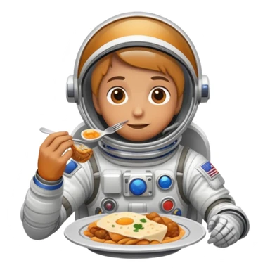 A person in a spacesuit eating a meal sticker