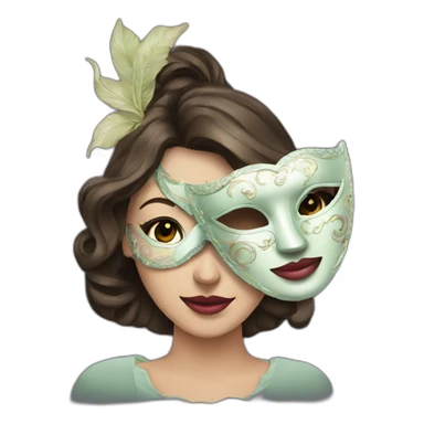 lady holding the masquerade mask sticker