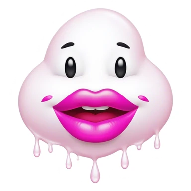 Opaque white paint drops with Floating pink glossy lips sticker