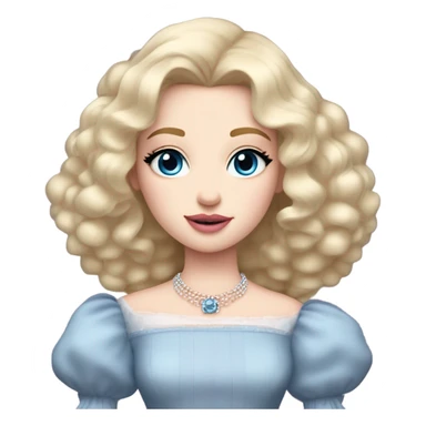 girl with blonde hair pale skin blue eyes. Pink lips blush Smokey eye (but not too much). Make her face. I want her hair fresh out of rollers.  princess dress, puffed sleeves and the choker necklace (think Versailles but not too much). sticker
