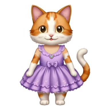A cat wearing a pretty one-piece dress sticker