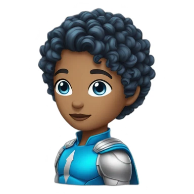 super hero short curly hair with blue eyes sticker