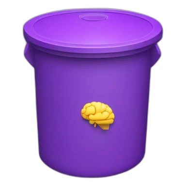 a trash can with a purple brain instead on the top of the lid sticker