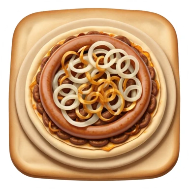 suasages with flatbread and fried onion sticker