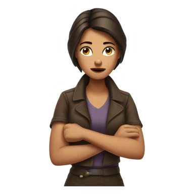Brunette woman with give me a break expression  sticker