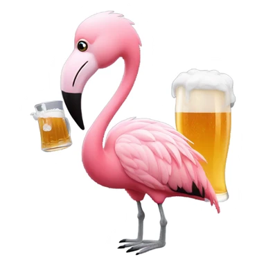 flamingo holding a mug of beer sticker