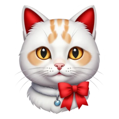 A cat with a red bow and black￼ whiskers sticker