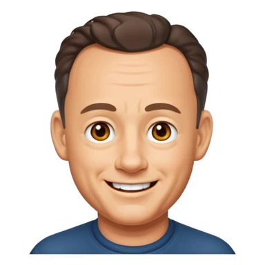 emoji style portrait of Tom Hanks, cheerful, simplified face, no background sticker