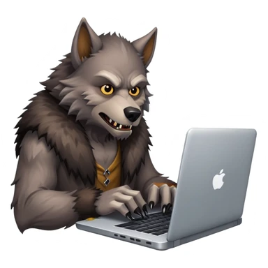 Nice Werewolf typing at laptop sticker