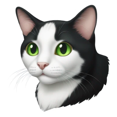 Tuxedo cat with bright green eyes sticker
