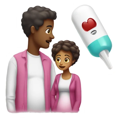 couple looking at pregnancy test sticker
