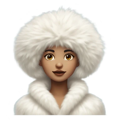 a girl with a white big fluffy fur hat and white fur coat, Ada Gladys Killins, aestheticism, a character portrait sticker