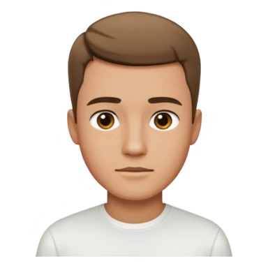 Ai create iPhone emoji, With hair comma hair short, Male, and make white shirt sticker