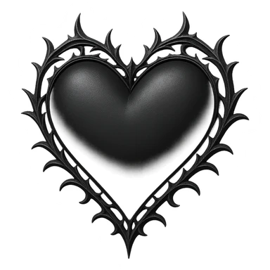 goth black white heart 3d  , remove background  sticker