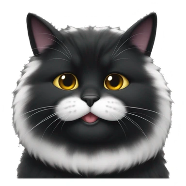 Fat black cat with white chin very fluffy sticker
